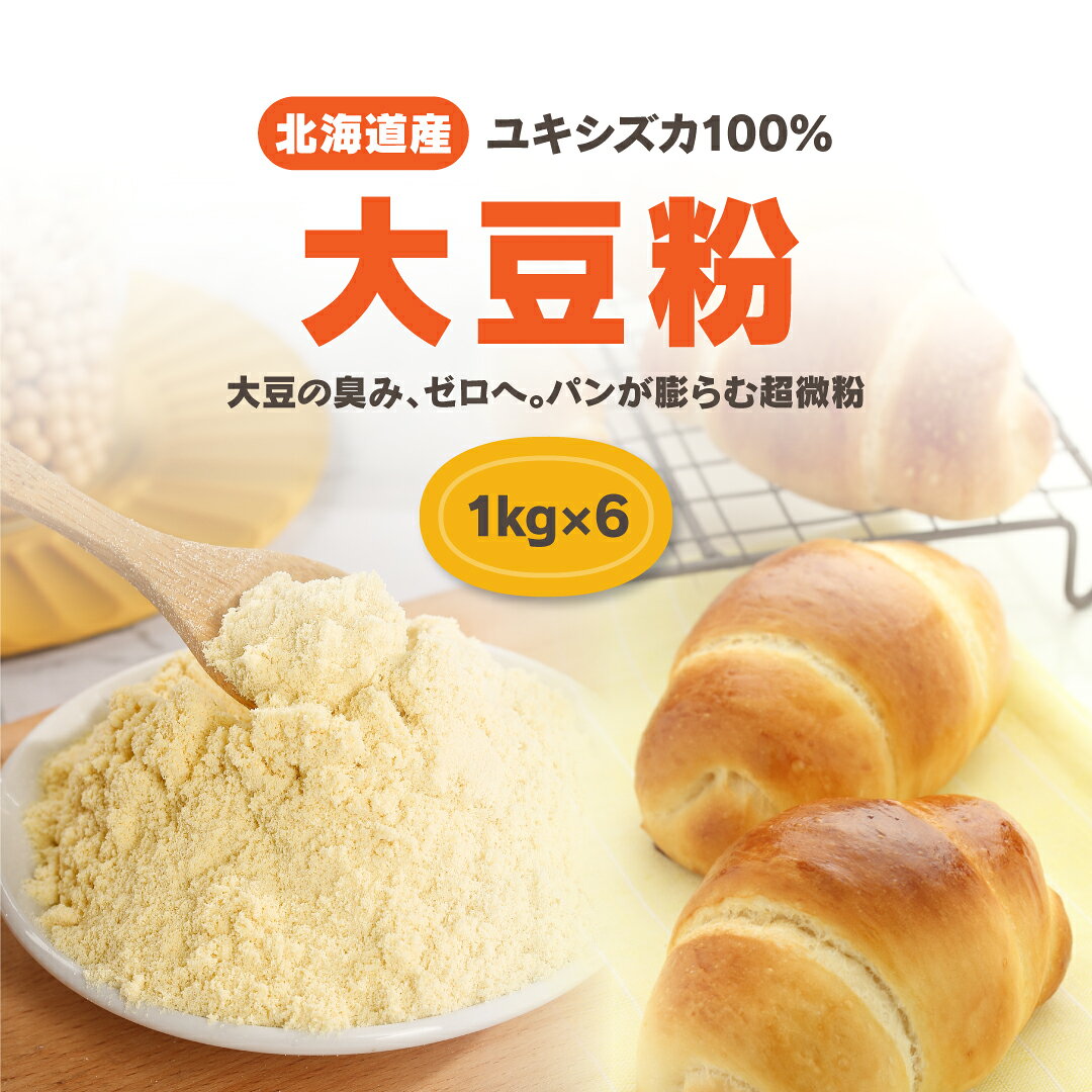 《送料無料》無臭大豆粉1kg×6（ 失活大豆粉） 『北海道産 国産』超微粉 業務用　チャック付き 国産大豆粉 北海道産大豆100％北海道産大豆 ユキシズカ