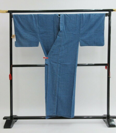 【新古品】デニムきもの ブルー地系 男性用◆綿100% LLサイズ 【新古品】デニムきもの ブルー地系 男性用◆綿100% LLサイズ
