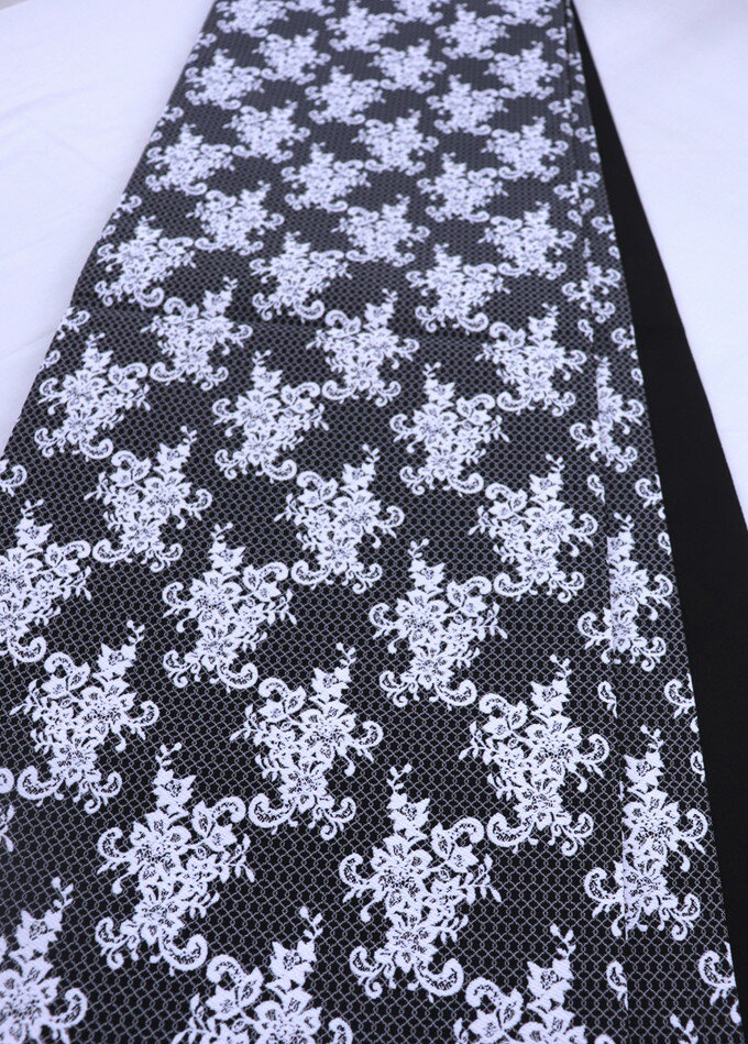 振袖用　新品袋帯◇全通【お仕立上がり】ポリエステル◇黒地　網目