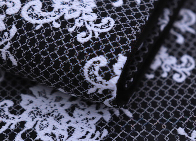 振袖用　新品袋帯◇全通【お仕立上がり】ポリエステル◇黒地　網目