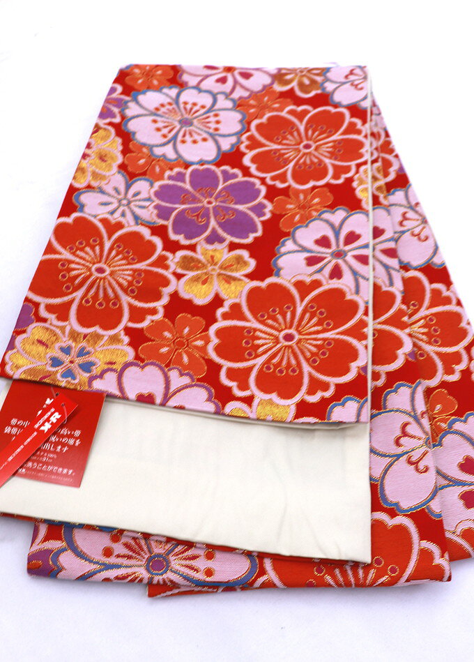 乐天商城 - ＼＼衝撃プライズ ／ ／【振袖用◆新品袋帯】◇全通【お仕立上がり】ポリエステル◇定番の朱赤地　桜