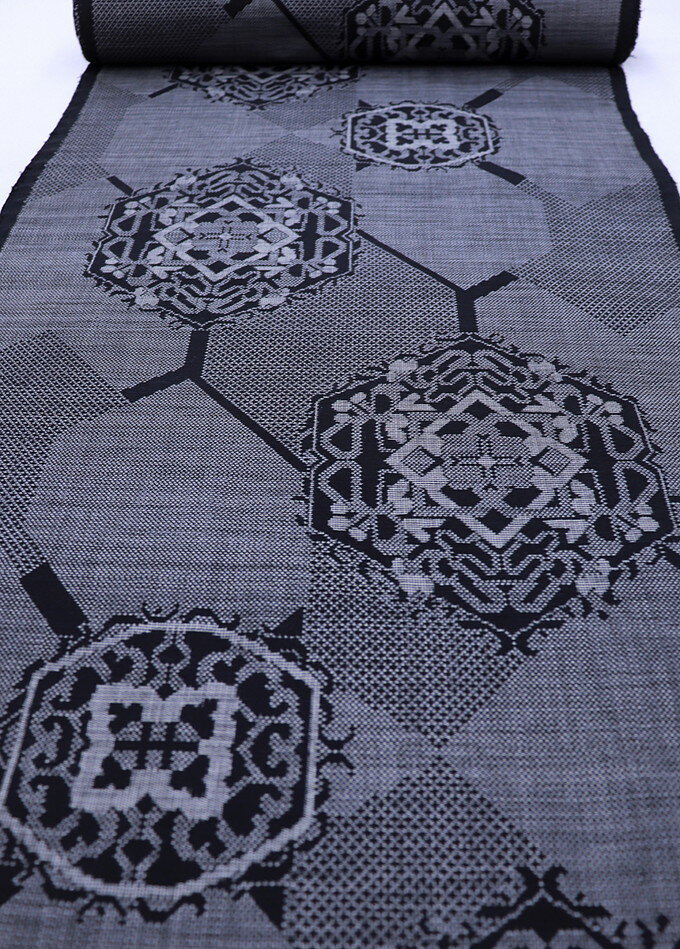 【韓国大島紬】紬着尺　反物◇【大島紬韓国産】宝相華◆正絹★巾約37.0cm