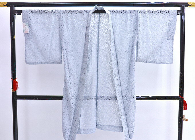 【レースを使用した長羽織】レース小紋　フリーサイズ◇新品【仕立上がり】新品◆薄水色系