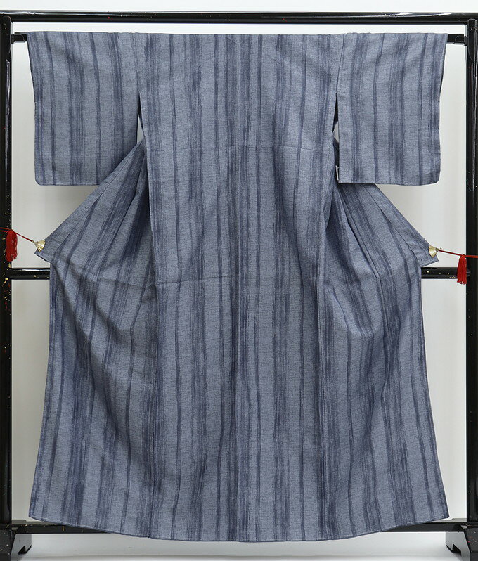 樂天商城 - 【扱いやすいポリエステルきもの】小紋　Mサイズ【袷】◇新品【仕立上がり】青みのあるグレー系　ポリエステル