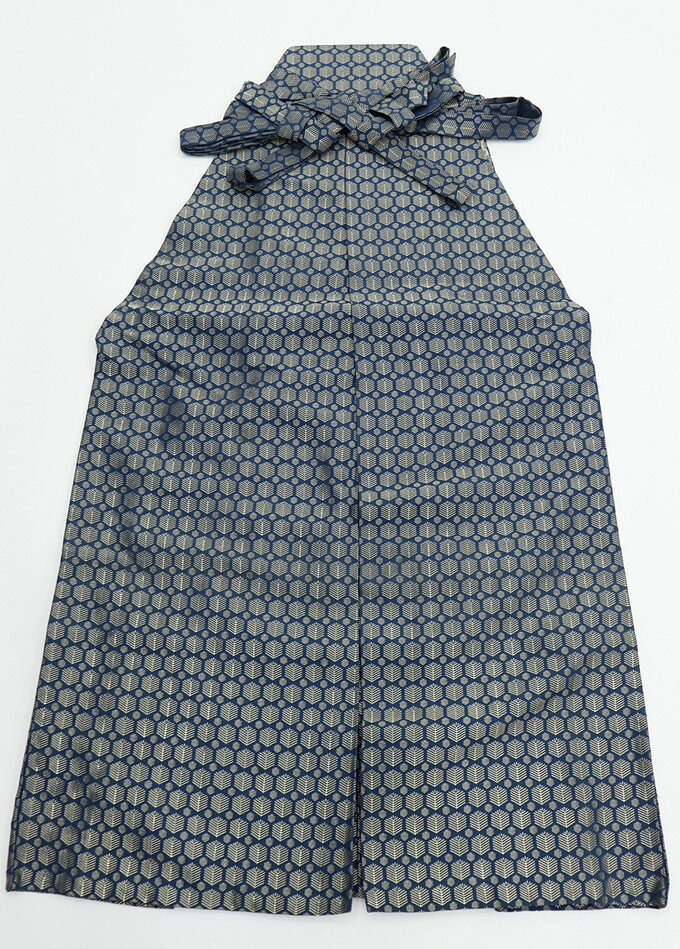 ◇男性袴【中古】ポリエステル 金襴 柄入◆青地×金 松葉柄 行燈 ※訳アリ 画像参照※