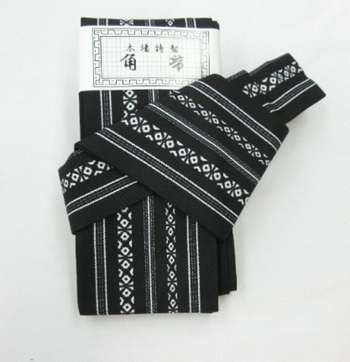 樂天商城 - 【着付け簡単◎ワンタッチ角帯】◆男性【新品】黒地　献上柄◆★挿し色にも♪【一個まで送料無料！※クリックポストでお届け】マジックテープ付