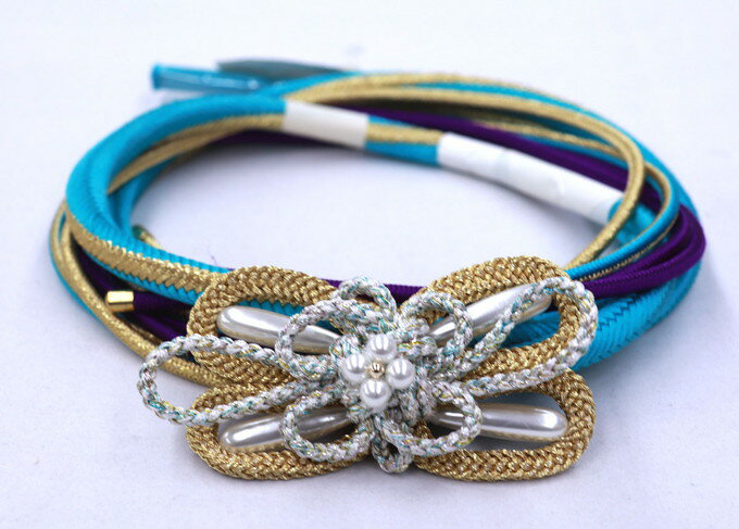 着付けのコーディネートに★振袖用 デコレーション 帯締め【新品】正絹◆鮮やかなマリンブルー★飾り付