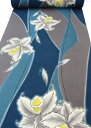 ゆかた◆反物浴衣◇【新古品】紺青色系　水仙◆巾約36.5cm