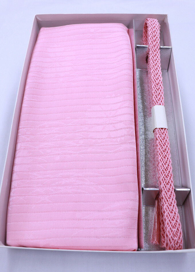【箱割れの為特価】着付けのコーディネートに★夏着物・浴衣用帯締め＆帯揚げセット◆正絹◇淡いピンク系
