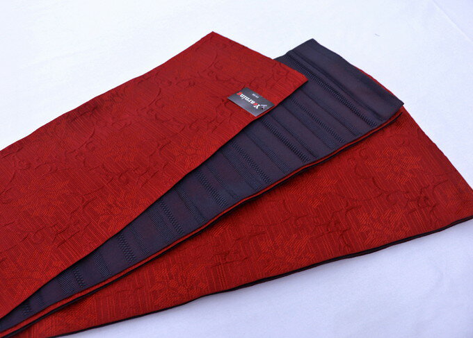 袴下帯◇ゆかた半巾帯　深い渋みの赤　くすみカラー【新古品】半幅帯 小袋帯◆ゆかたや小紋、街着や袴下帯にも★【一個まで送料無料！】(4)