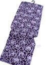◆涼し気な変り織◎浴衣◆◇女性 M-Lサイズ◇綿100%【新品】黒紺系 薔薇