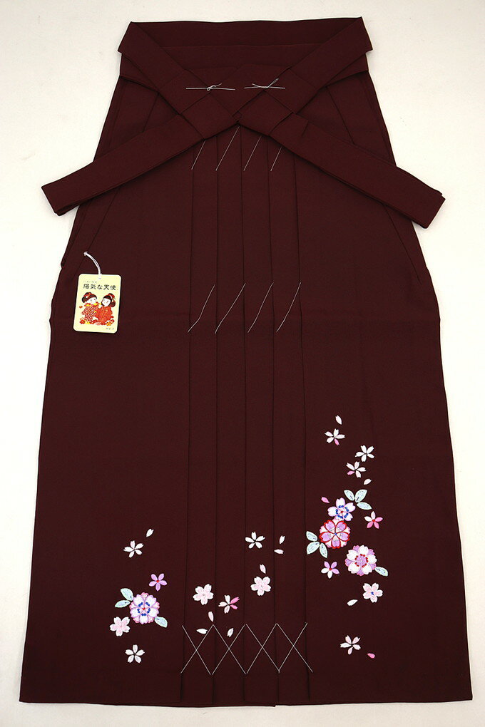 Pleated Skirt - 【小さめサイズ】女性袴/ポリ【新古品】はいからさん◇女SSサイズ相当兼ジュニアサイズ　えんじ色地　◆シンプルで合わせやすい◎紐下：約75cm