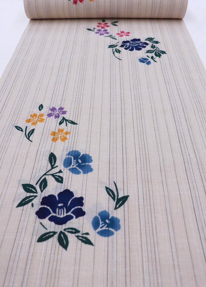 綿麻ゆかた反物浴衣◇生成り色・薄ア...