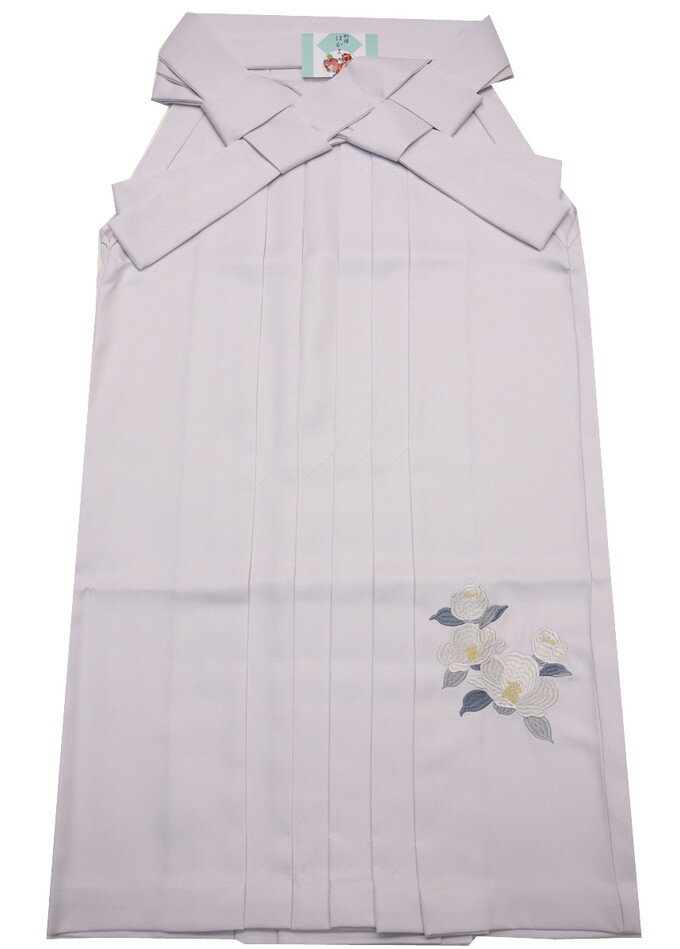 Pleated Skirt - 女性袴/ポリ【新品】【Lサイズ】はいからさん◇くすみ色　薄ラベンダー系・椿刺繍◆シンプルで合わせやすい◎人気のニュアンスカラー◆紐下：約95cm