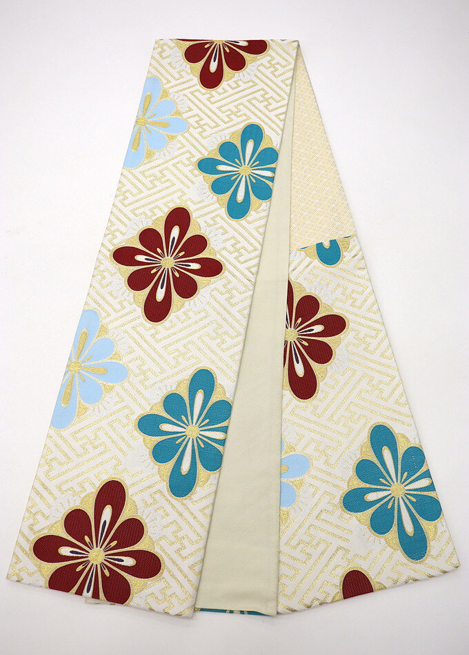 ◇振袖用 袋帯【中古】◇オフホワイト地 紗綾型◇振袖用 リサイクル★柔らかめ