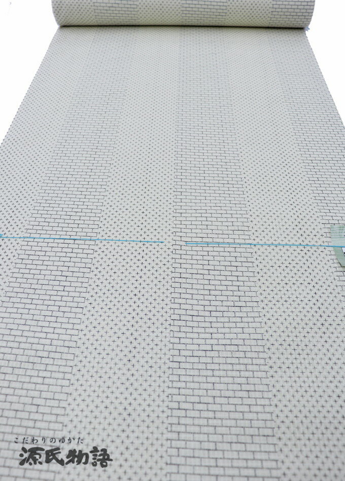 【源氏物語謹製】おとこ浴衣　綿◆反物浴衣◇メンズ　キングサイズ　オフホワイト系・生成り色【お買い得品◎】◆涼しげな綿素材　巾約39.5cm