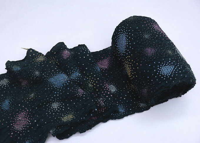 【訳アリ特価】美の花謹製【絞り浴衣】浴衣反物　絞り浴衣◇反物◆深緑地　※訳アリ(画像参照)※