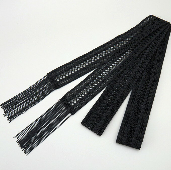 【色音-irone-】着付けのコーディネートに★振袖用志古貴(しごき) レース【新品】ポリエステル◆日本製★黒・ブラック