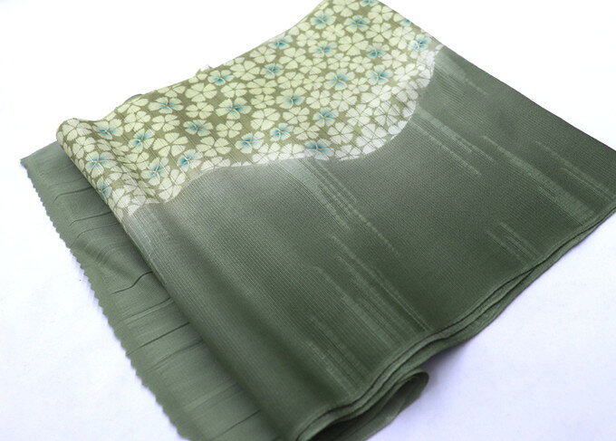 樂天商城 - 【夏用帯揚げ】◇正絹【訪問着・洒落着用】薄抹茶色ぼかし　桜◆【新古品】