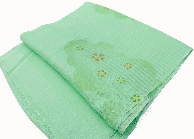 【夏用帯揚げ】◇正絹【訪問着・洒落着用】黄緑色系・淡萌黄◆【新古品】※若干訳あり(画像参照)※