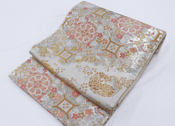 袋帯/つづれ織/美品/シルバー/仕立上がり/9274 袋帯/つづれ織/美品/シルバー/仕立上がり/9274の通販 by ゆずりは's