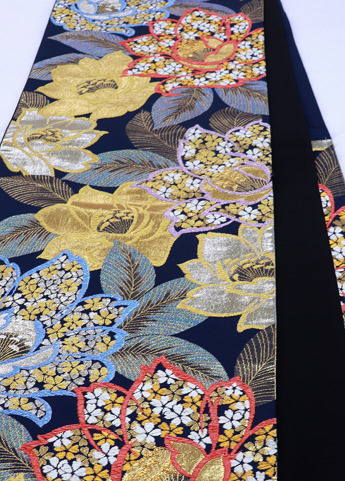 Other - ◇振袖用　袋帯【中古】紺系　大柄の花◇振袖用 リサイクル★柔らかめ