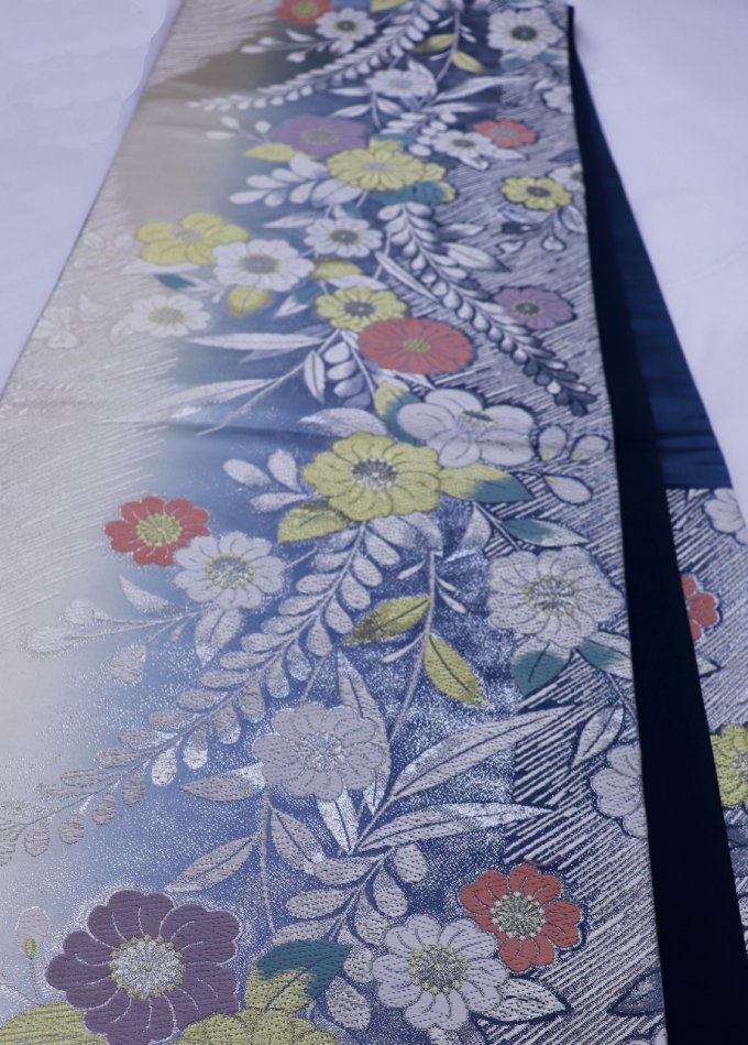 乐天商城 - ◇振袖用　袋帯【中古】水色・オフホワイト系　枝垂桜　◇振袖用 リサイクル★柔らかめ