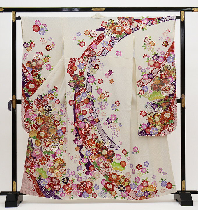 乐天商城 - ◇振袖【中古】オフホワイト系・花爛漫　束ね熨斗【状態ランクB】