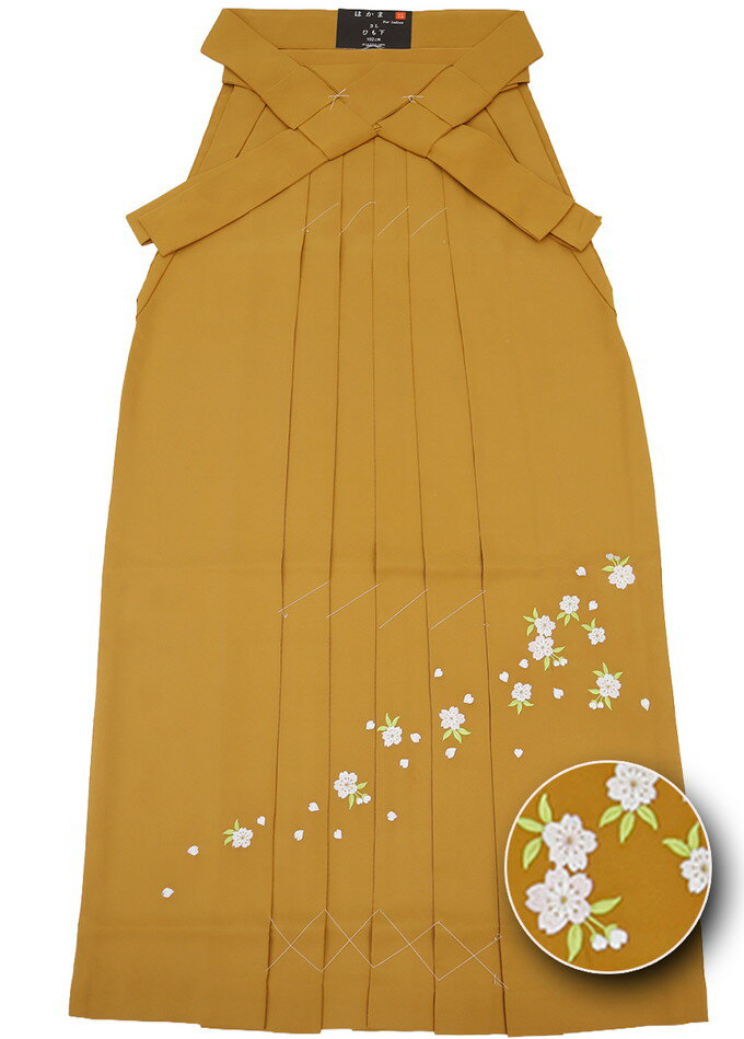 女性袴/ポリ【新古品】はいからさん◇3Lサイズ相当◆定番人気の辛子色　無地に刺繍◆シンプルで合わせやすい◎...