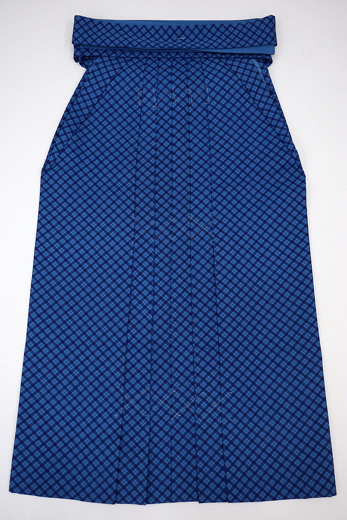 Pleated Skirt - 【小さめサイズ】女性袴/ポリ【新古品】はいからさん【pom ponette】◇女性SSサイズ　青・紺系　チェック柄◇紐下：約87cm