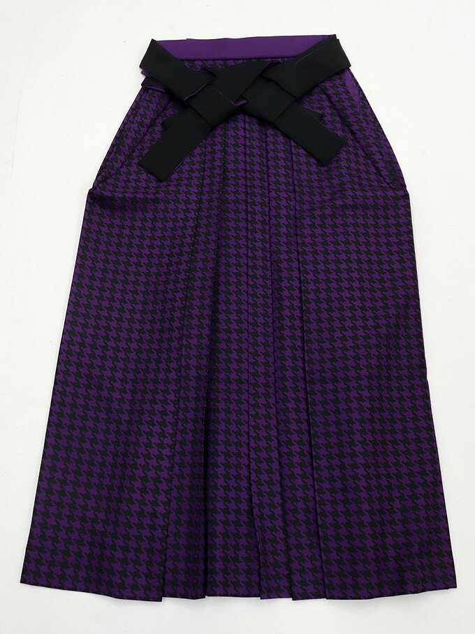 Pleated Skirt - 女性袴/ポリ【中古】はいからさん◇紫×黒系　千鳥格子◆紐下約96cm