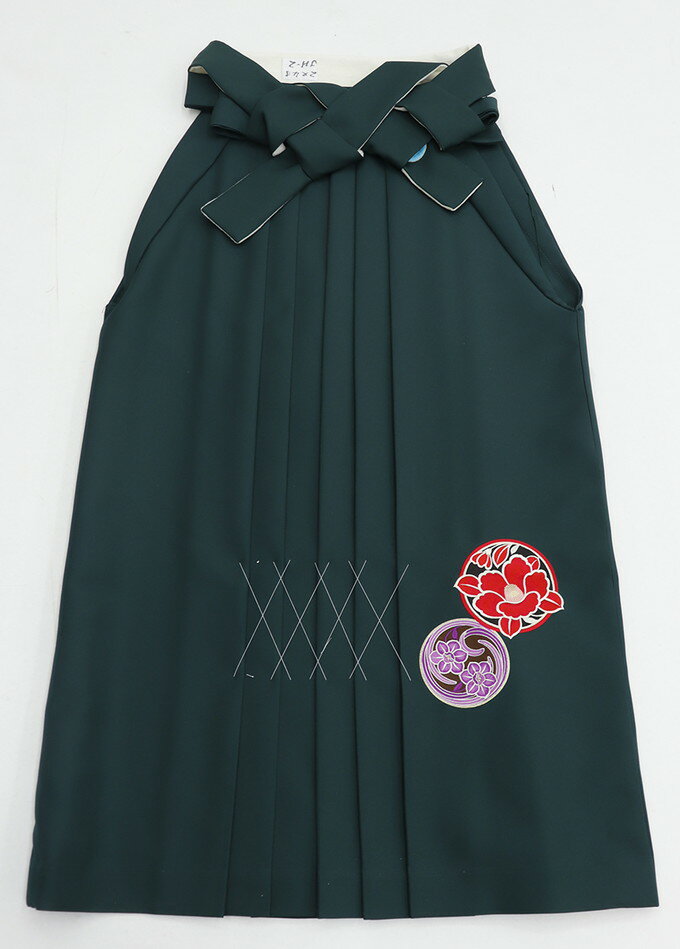 乐天商城 - 女性袴/ポリ【中古】はいからさん◇濃いグリーン系　刺繍入◆紐下約90cm