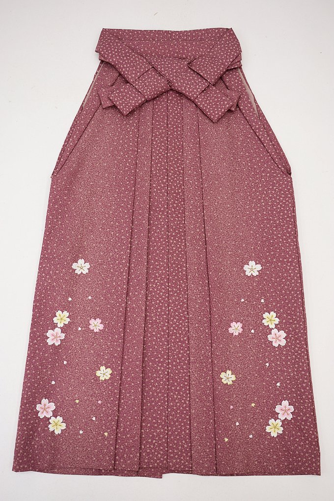女性袴/ポリ　紐下約95cm【中古】はいからさん◇くすみのあるピンク系　桜柄　たたき風◆