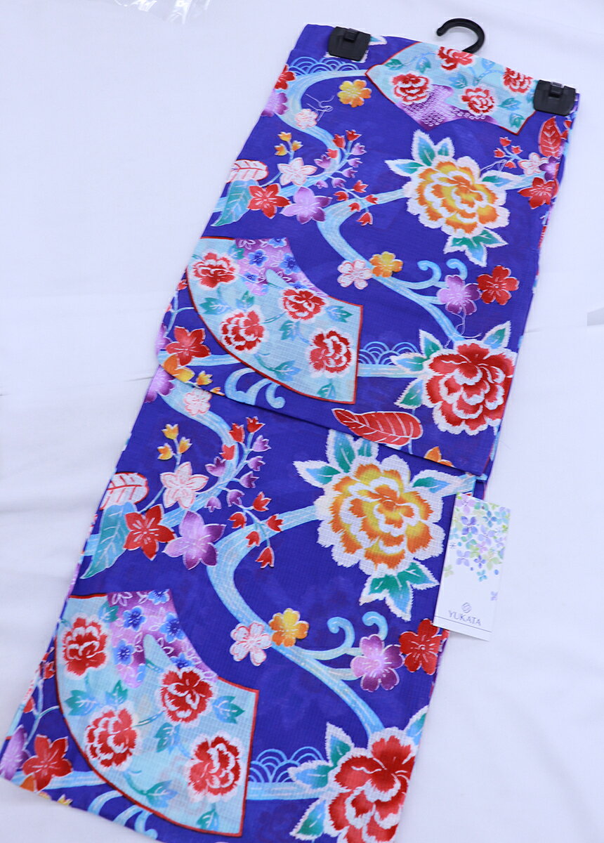 Navy - ◆涼し気な変り織浴衣◆◇女性 フリーサイズ（M-Lサイズ相当）◇綿100%【新品】鮮やかなブルー
