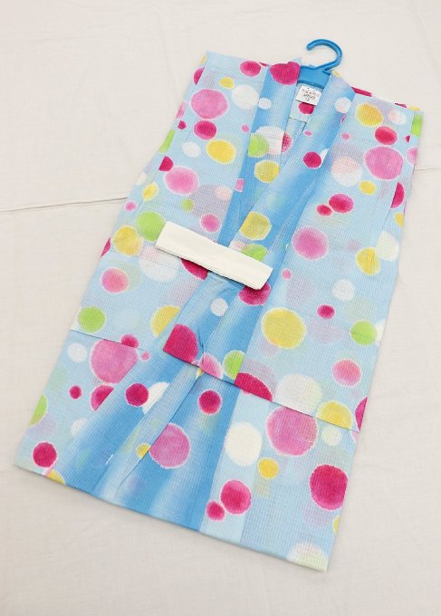 乐天商城 - 【可愛い子供浴衣　綿100％】女の子　ジュニア浴衣◇【新品】水色系・ピンク　水玉◆涼し気な変わり織　サイズ120(7～8歳位)【クリックポスト配送】