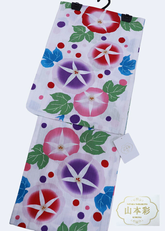 乐天商城 - 【山本彩】◆涼し気な変り織浴衣◆◇女性 M-Lサイズ◇綿100%【新品】オフホワイト地　朝顔