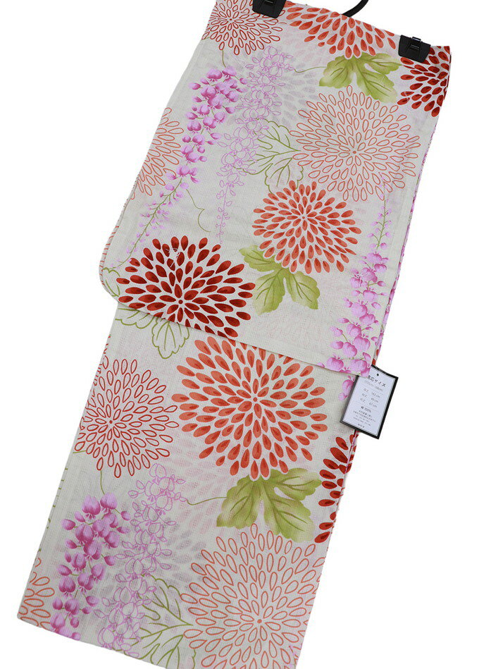 Other - ◆涼し気な変り織浴衣◆◇女性 フリーサイズ（M-Lサイズ相当）◇綿100%【新品】薄クリーム色地・菊花