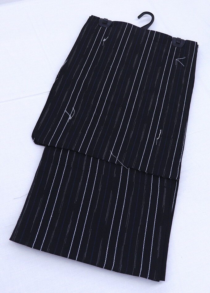 平面型 - メンズ浴衣◆綿麻浴衣◆男性Mサイズ相当◇【新品】黒系　縞