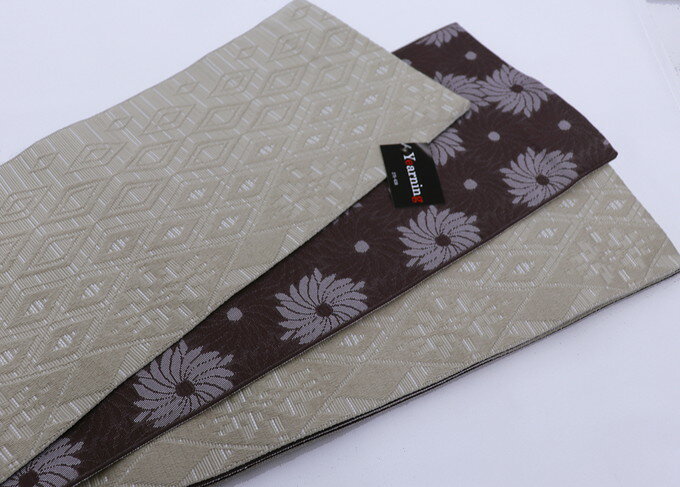 乐天商城 - 袴下帯◇ゆかた半巾帯　グレージュ色系×牡丹鼠色　くすみカラー【新品】半幅帯 小袋帯◆ゆかたや小紋、街着や袴下帯にも★【一個までメール便送料無料！】