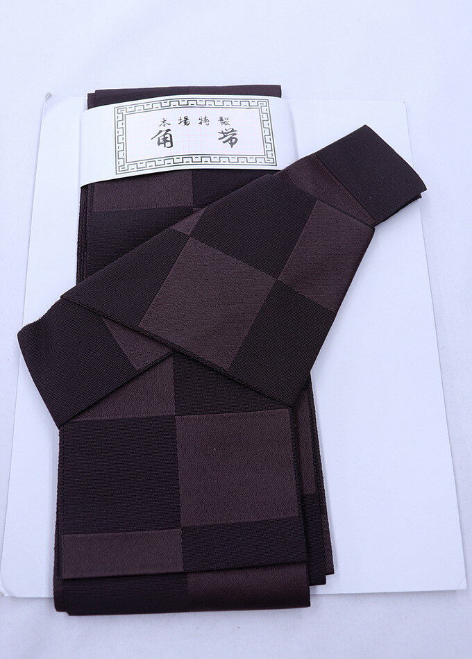 乐天商城 - 【着付け簡単◎ワンタッチ角帯】◆男性【新品】赤味のあるブラウン系　市松模様◆★挿し色にも♪【一個まで送料無料！※クリックポストでお届け】マジックテープ付