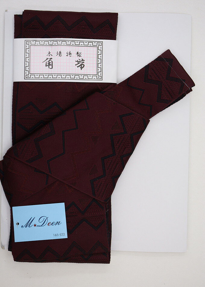 乐天商城 - 【着付け簡単◎ワンタッチ角帯】◆男性【新品】ワインレッド系　幾何学模様◆★挿し色にも♪【一個まで送料無料！※クリックポストでお届け】マジックテープ付