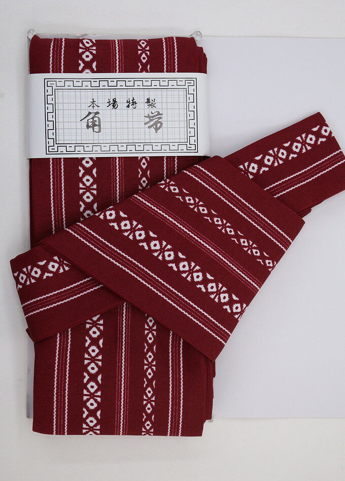 樂天商城 - 【着付け簡単◎ワンタッチ角帯】◆男性【新品】濃い赤地・ワインレッド系　献上柄◆★挿し色にも♪【一個まで送料無料！※クリックポストでお届け】マジックテープ付
