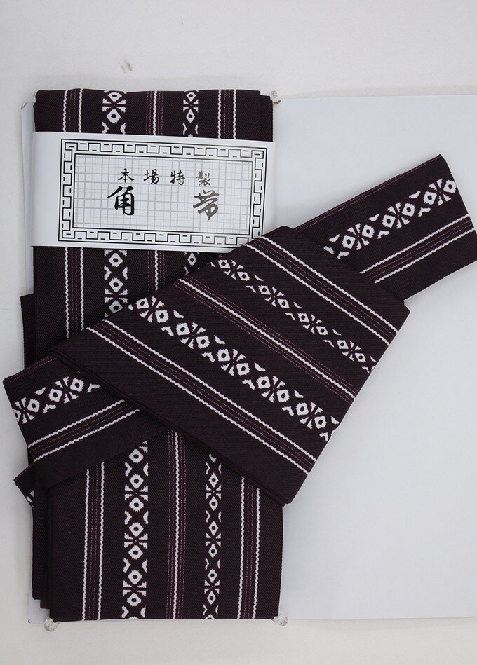 乐天商城 - 【着付け簡単◎ワンタッチ角帯】◆男性【新品】濃いブラウン系　献上柄◆★挿し色にも♪【一個まで送料無料！※クリックポストでお届け】マジックテープ付