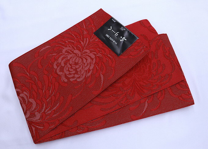 樂天商城 - 浴衣帯◆袴下帯　半巾帯【新品】赤系・ラメ入　菊　半幅帯 ◆小紋や街着・袴の下からチラリと見える帯にも★挿し色にも♪【一個まで送料無料！※クリックポストでお届け】