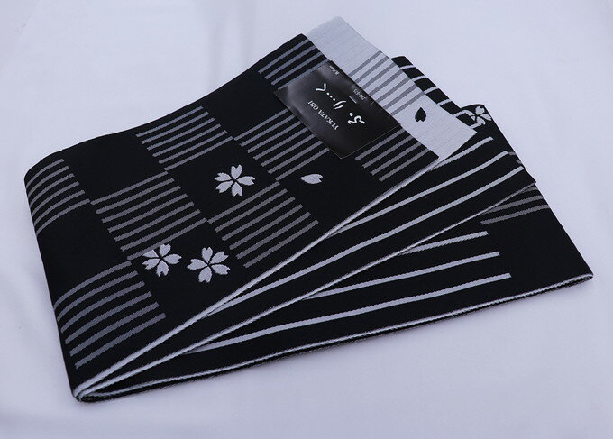 乐天商城 - 浴衣帯◆袴下帯　半巾帯【新品】黒地　半幅帯 ◆小紋や街着・袴の下からチラリと見える帯にも★挿し色にも♪【一個まで送料無料！※クリックポストでお届け】