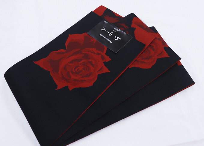 樂天商城 - 浴衣帯◆袴下帯　半巾帯【新品】大人の黒地×赤 薔薇　半幅帯 ◆小紋や街着・袴の下からチラリと見える帯にも★挿し色にも♪【一個まで送料無料！※クリックポストでお届け】