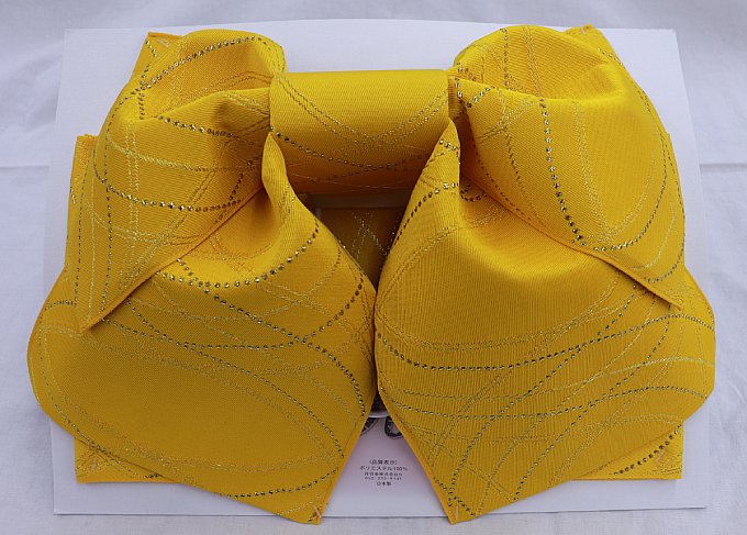 乐天商城 - 【かんたん装着◎ワンタッチゆかた結び帯】◆ゆかた帯【新品】黄色系　ポリエステル◆浴衣は勿論、小紋や街着にも★挿し色にも♪