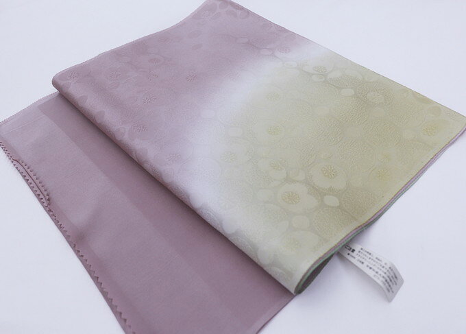 ◇帯揚げ◇正絹【訪問着・洒落着用】薄小豆色×薄抹茶色ぼかし◆丹後ちりめん【新品】