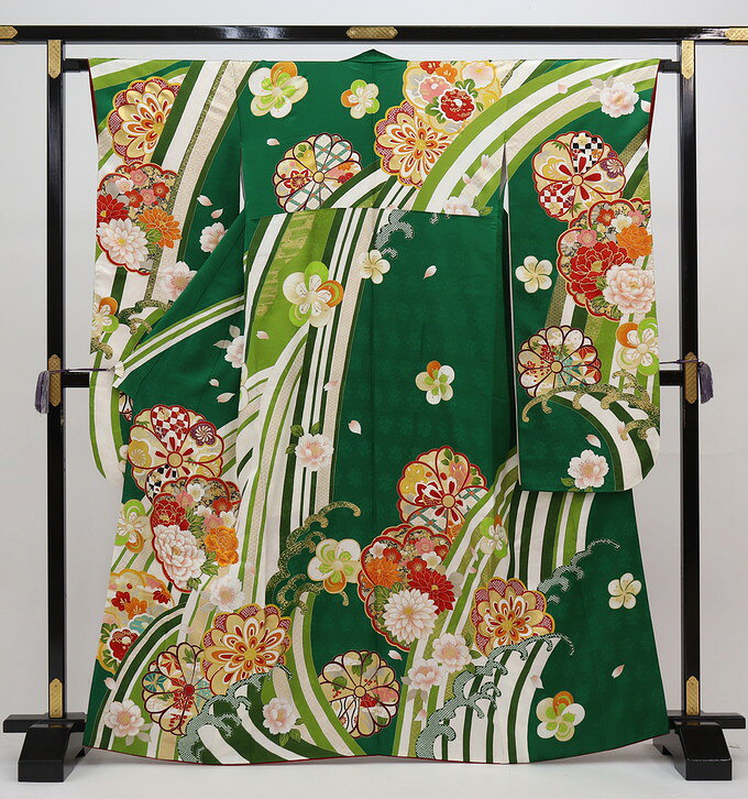 美品　大柄　舞花　抹茶　金彩　金駒刺繍　染め分け　逸品　フルセット　振袖　振り袖 楽天市場】振袖 和装の優彩の通販