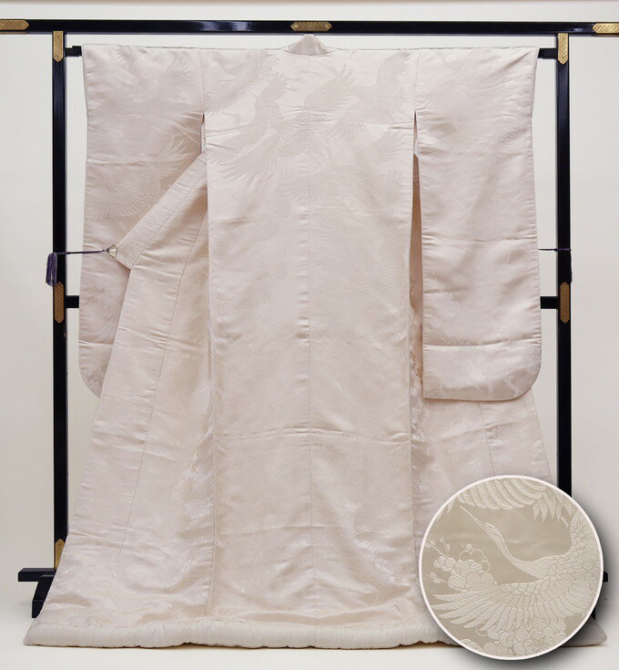 乐天商城 - 白打掛【中古】正絹◆オフホワイト　飛翔鶴【状態ランクB】◆